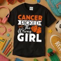 Leukemia Picked The Wrong Girl Kids T-Shirt thumb 3