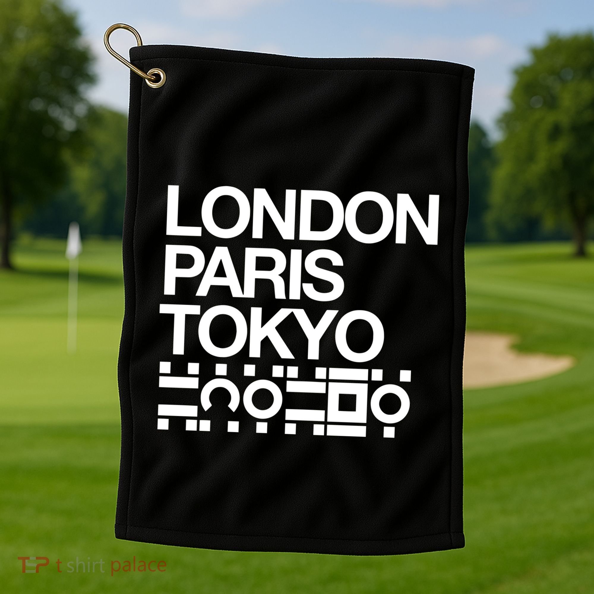 London Paris Tokyo Krakoa Golf Towel
