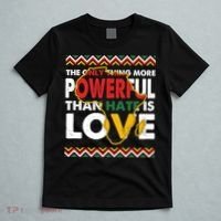 Love Powerful Than Hate Black History Month T-Shirt thumb 5