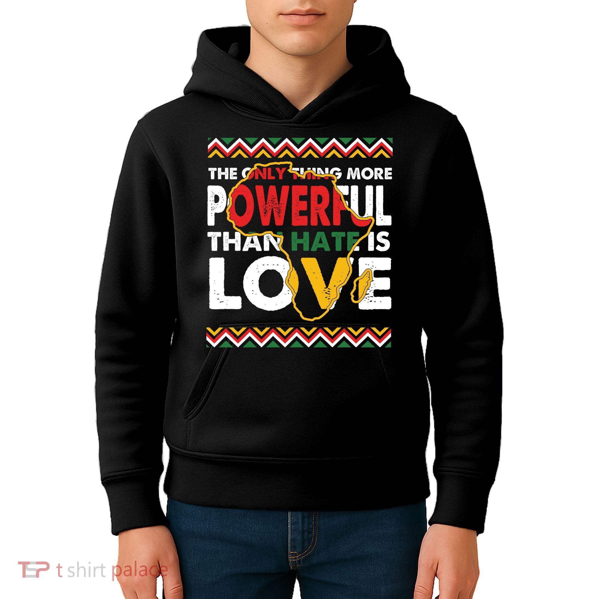 Love Powerful Than Hate Black History Month Kids Hoodie