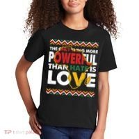 Love Powerful Than Hate Black History Month Kids T-Shirt thumb 2