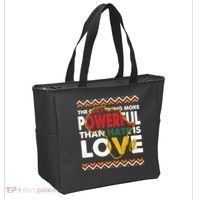 Love Powerful Than Hate Black History Month Tote Bag thumb 2