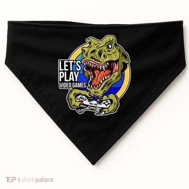 Lets Play Video Games T Rex USA-Made Doggie Bandana