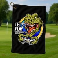 Lets Play Video Games T Rex Golf Towel thumb 1