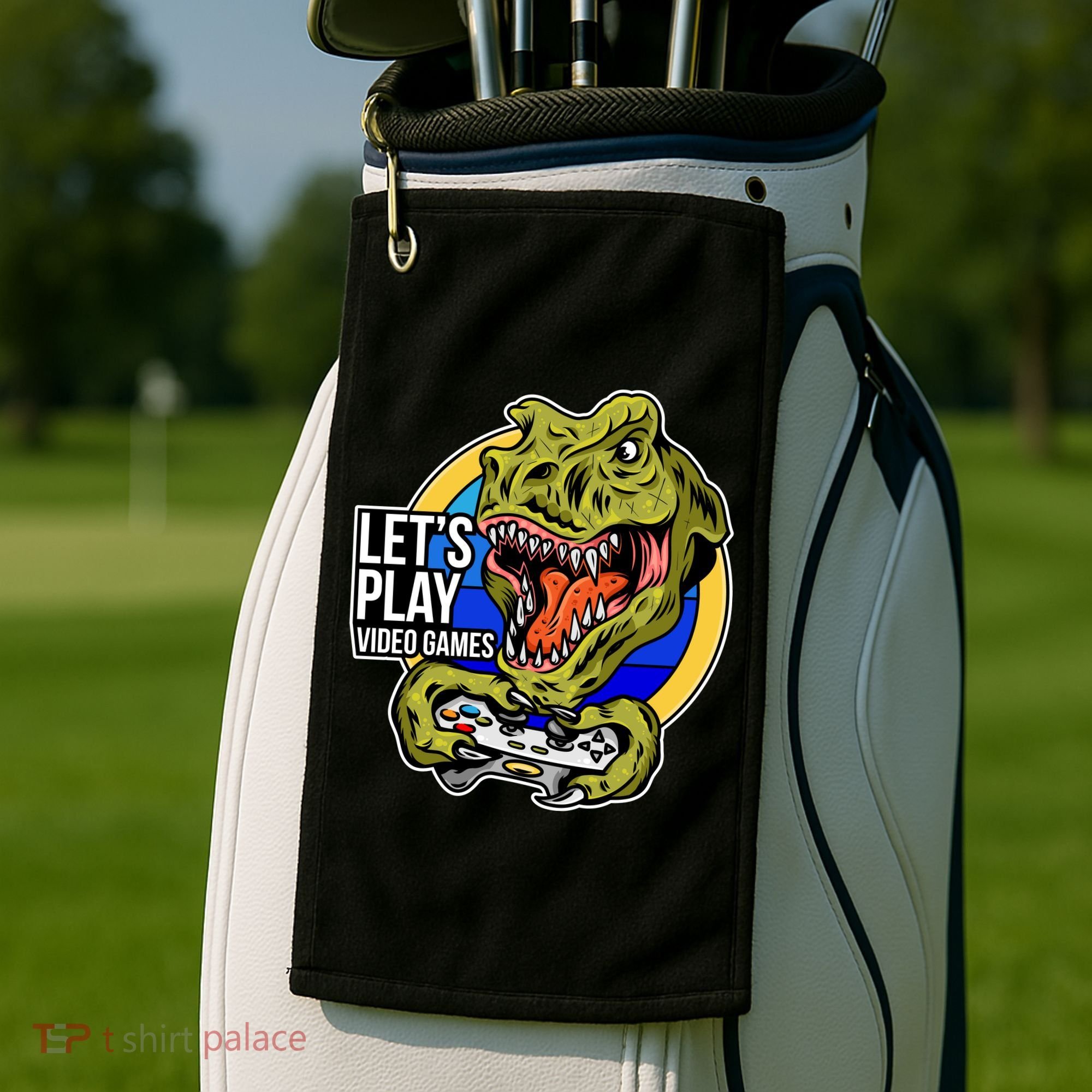 Lets Play Video Games T Rex Golf Towel