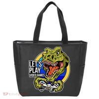 Lets Play Video Games T Rex Tote Bag thumb 0