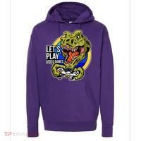 Lets Play Video Games T Rex Hoodie thumb 0