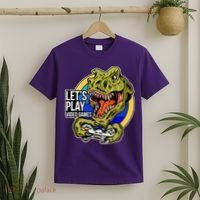 Lets Play Video Games T Rex T-Shirt thumb 2
