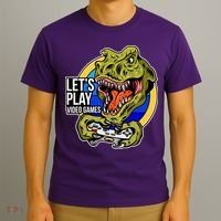 Lets Play Video Games T Rex T-Shirt thumb 3