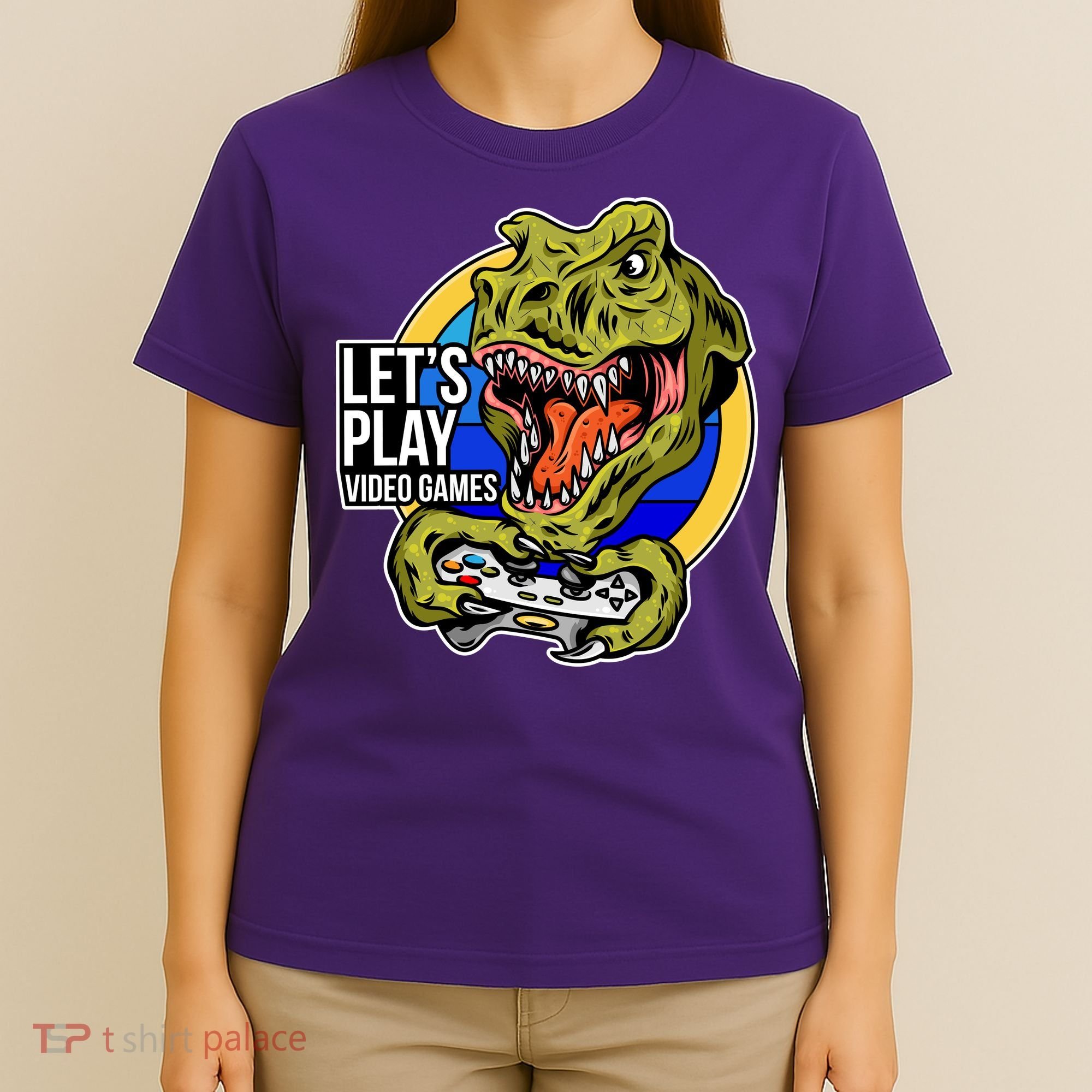 Lets Play Video Games T Rex T-Shirt