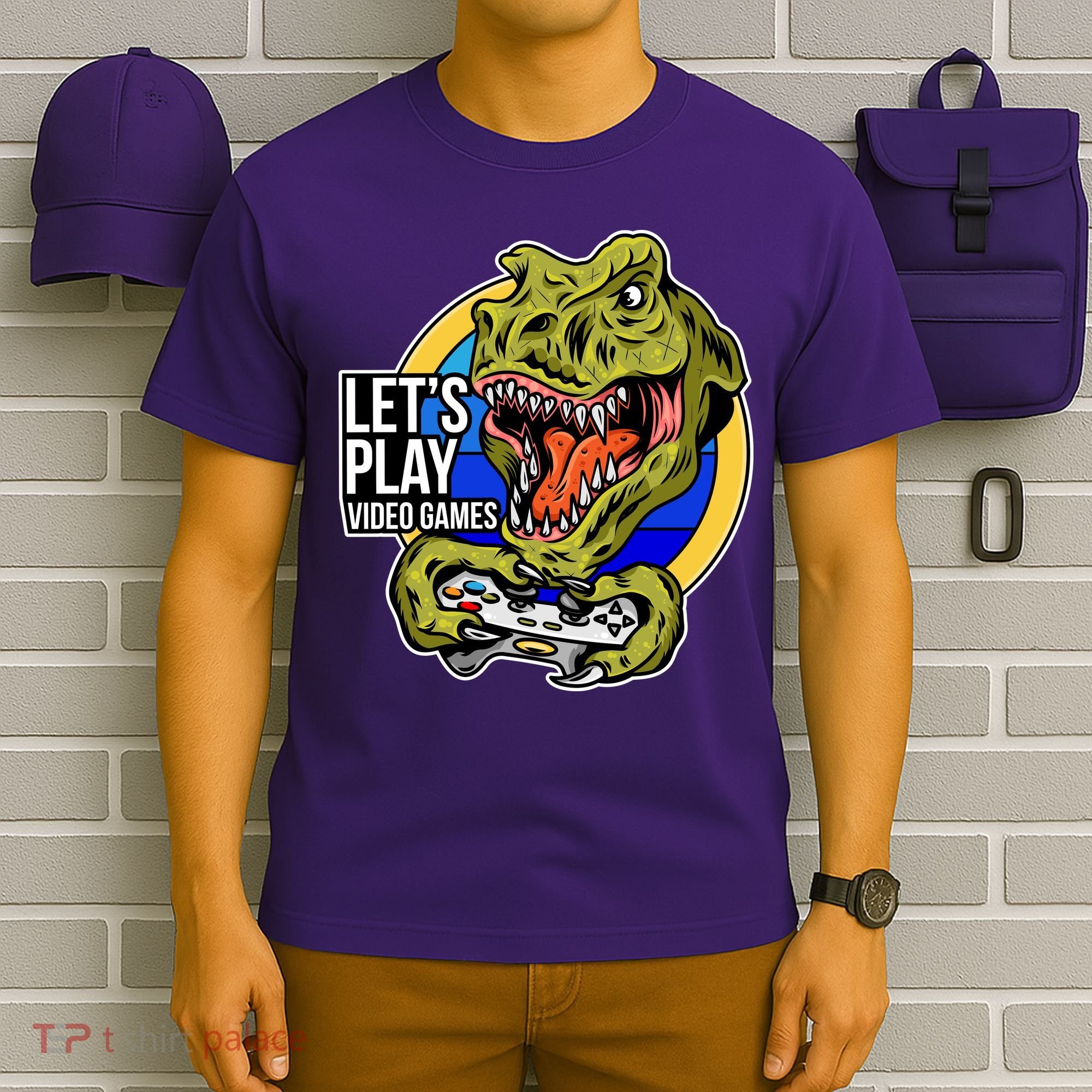 Lets Play Video Games T Rex T-Shirt