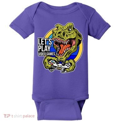 Lets Play Video Games T Rex Baby Bodysuit