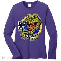 Lets Play Video Games T Rex Women's Long Sleeve Shirt thumb 0