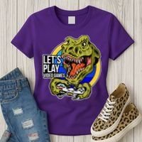 Lets Play Video Games T Rex Women's T-Shirt thumb 3