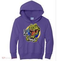 Lets Play Video Games T Rex Kids Hoodie thumb 0