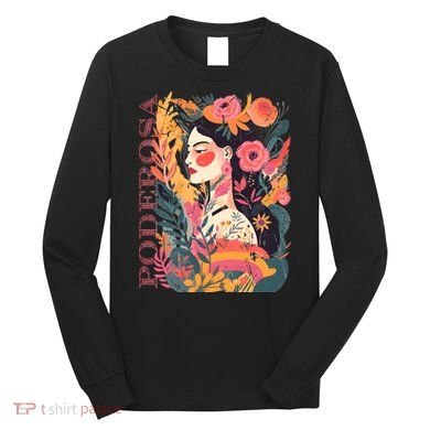 Latina Poderosa Vintage Retro Floral Long Sleeve Shirt