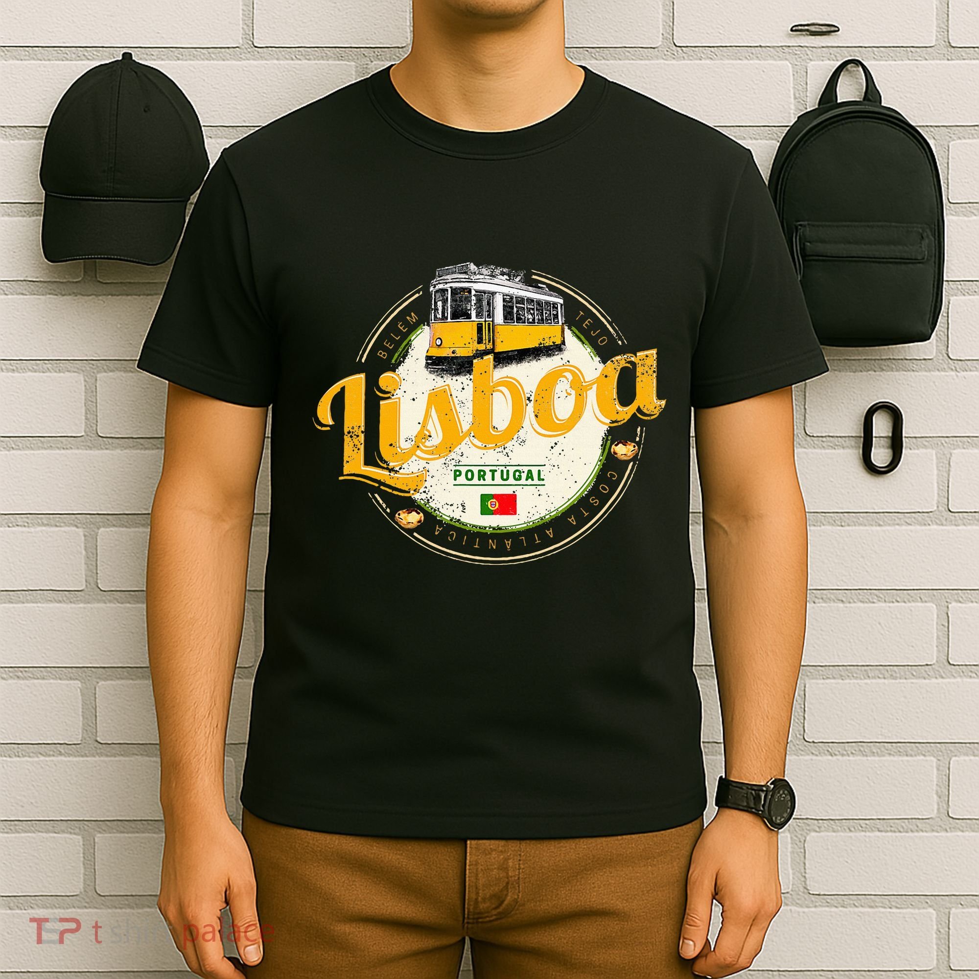 Lisbon Portugal With Retro Tram Vintage Souvenir T-Shirt