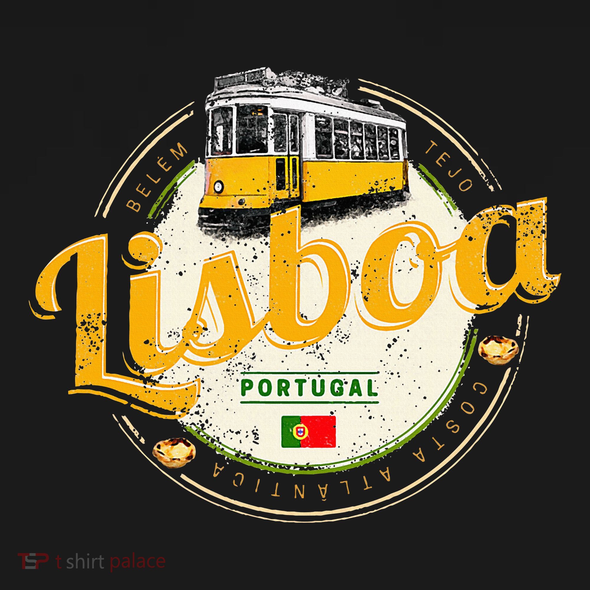 Lisbon Portugal With Retro Tram Vintage Souvenir T-Shirt