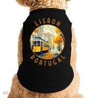 Lisbon Portugal Yellow Tram Retro Distressed Circle Doggie Tank thumb 0