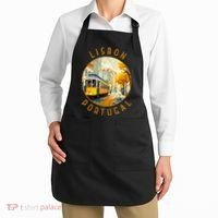 Lisbon Portugal Yellow Tram Retro Distressed Circle Apron thumb 2