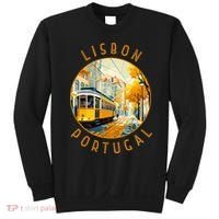 Lisbon Portugal Yellow Tram Retro Distressed Circle Sweatshirt thumb 0