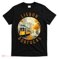 Lisbon Portugal Yellow Tram Retro Distressed Circle T-Shirt thumb 0