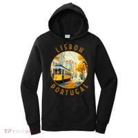 Lisbon Portugal Yellow Tram Retro Distressed Circle Women's Hoodie thumb 0