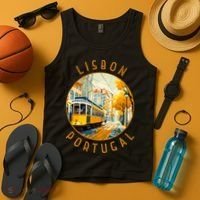 Lisbon Portugal Yellow Tram Retro Distressed Circle Tank Top thumb 4