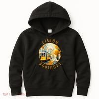 Lisbon Portugal Yellow Tram Retro Distressed Circle Kids Hoodie thumb 0