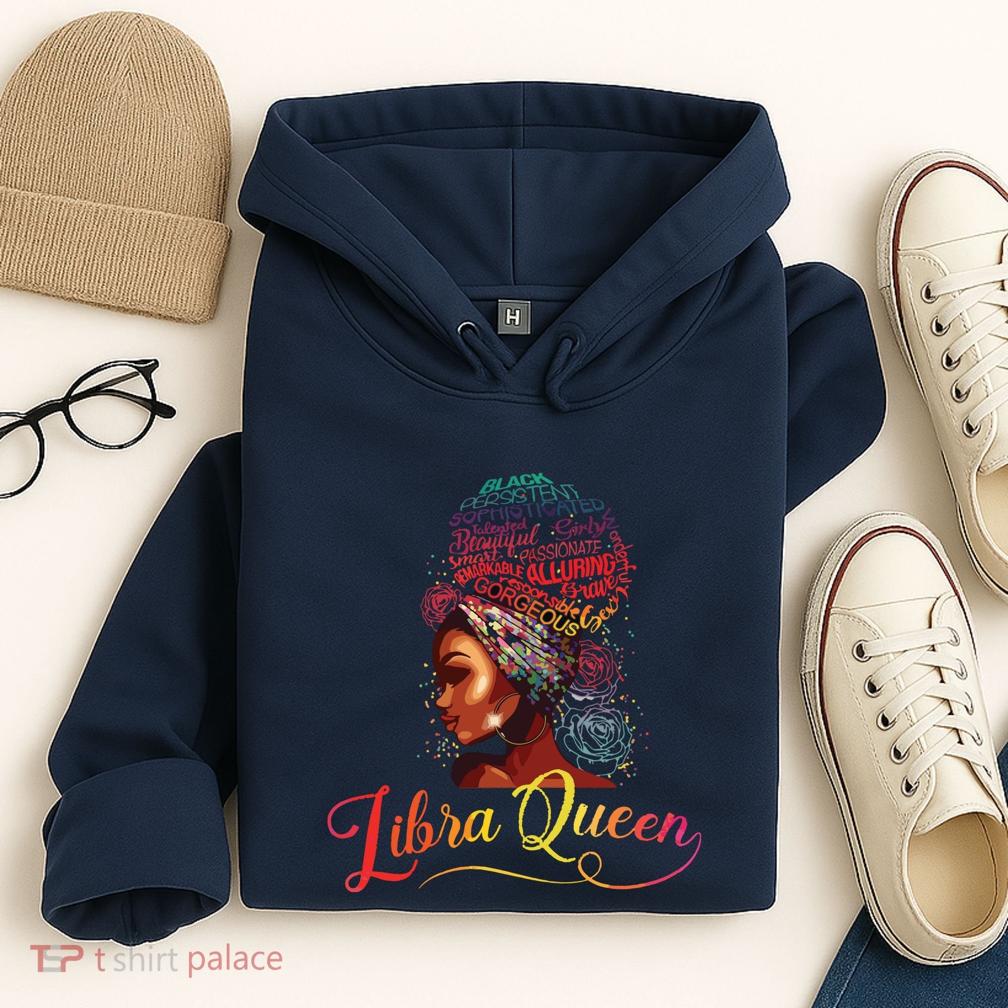 Libra Queen Afro Women September October Melanin Birthday Hoodie