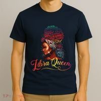 Libra Queen Afro Women September October Melanin Birthday T-Shirt thumb 3