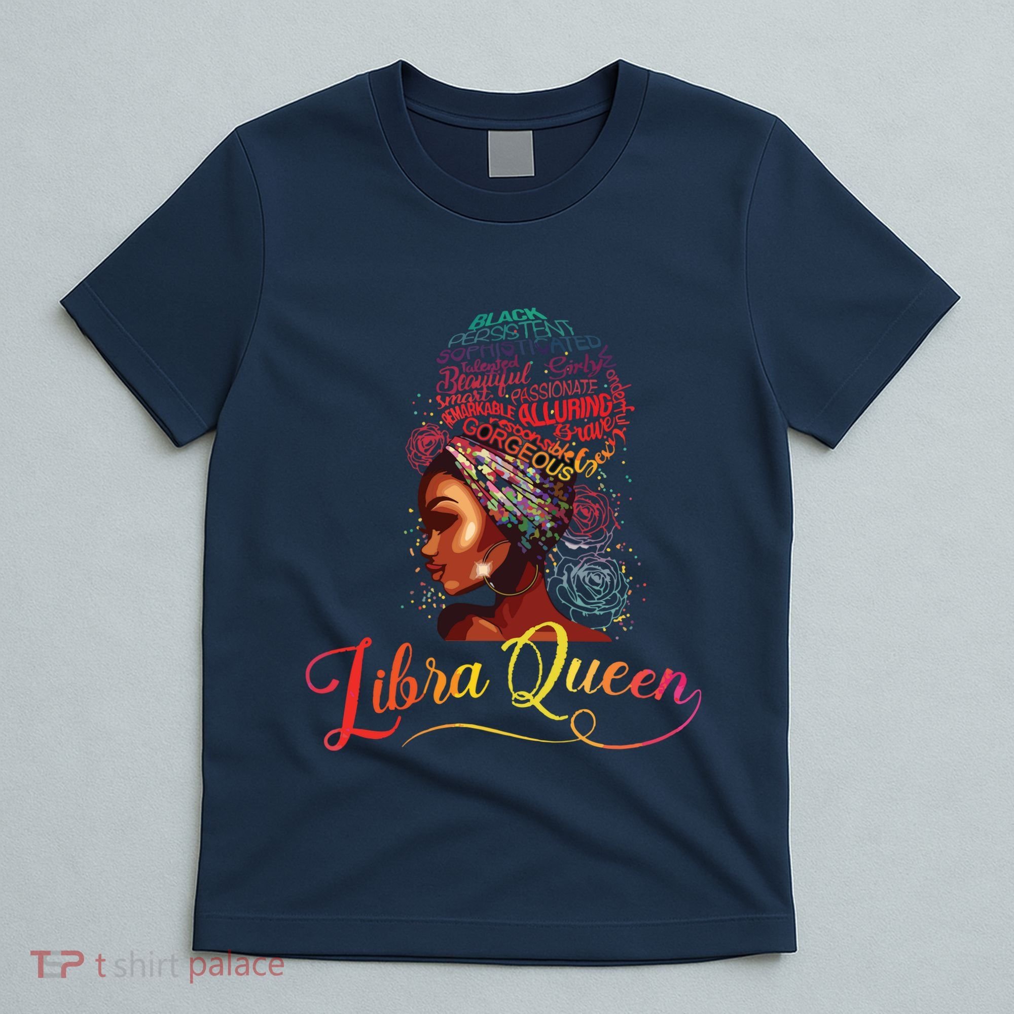 Libra Queen Afro Women September October Melanin Birthday T-Shirt