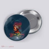 Libra Queen Afro Women September October Melanin Birthday Button thumb 0