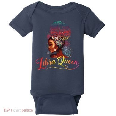 Libra Queen Afro Women September October Melanin Birthday Baby Bodysuit