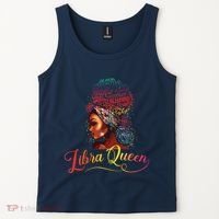 Libra Queen Afro Women September October Melanin Birthday Tank Top thumb 2