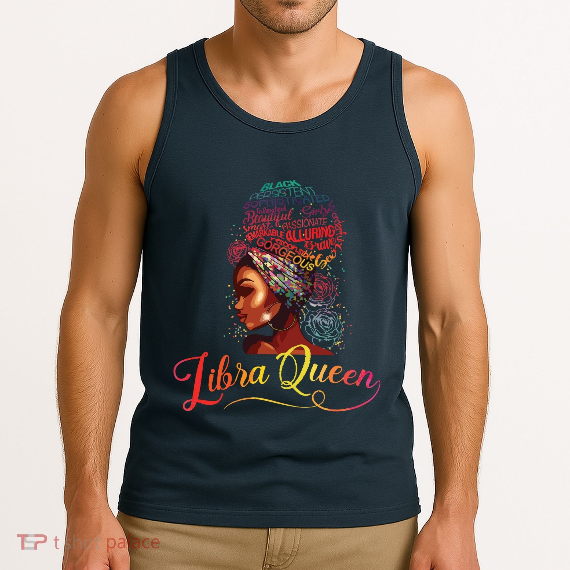 Libra Queen Afro Women September October Melanin Birthday Tank Top