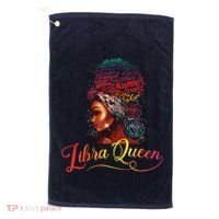 Libra Queen Afro Women September October Melanin Birthday Golf Towel thumb 0