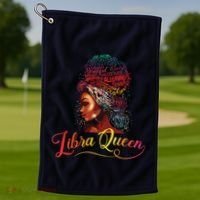 Libra Queen Afro Women September October Melanin Birthday Golf Towel thumb 1