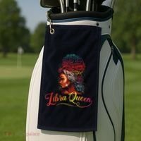 Libra Queen Afro Women September October Melanin Birthday Golf Towel thumb 2