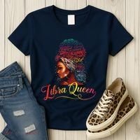 Libra Queen Afro Women September October Melanin Birthday Women's T-Shirt thumb 3