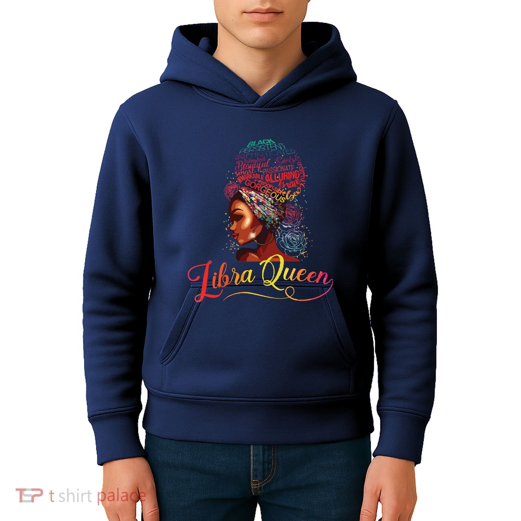 Libra Queen Afro Women September October Melanin Birthday Kids Hoodie