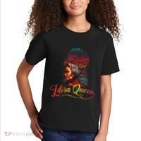 Libra Queen Afro Women September October Melanin Birthday Kids T-Shirt thumb 2