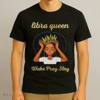 Libra Queens Black Queen September October Birthday T-Shirt thumb 3