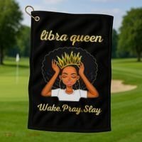 Libra Queens Black Queen September October Birthday Golf Towel thumb 1