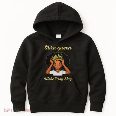 Libra Queens Black Queen September October Birthday Kids Hoodie