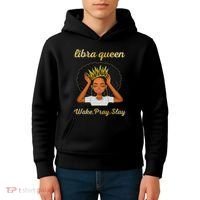 Libra Queens Black Queen September October Birthday Kids Hoodie thumb 4