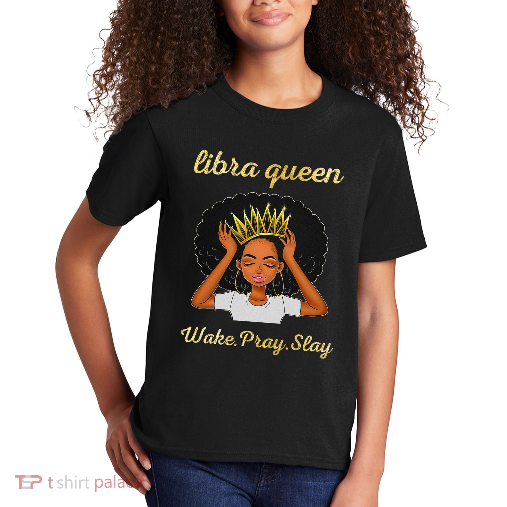 Libra Queens Black Queen September October Birthday Kids T-Shirt