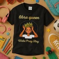 Libra Queens Black Queen September October Birthday Kids T-Shirt thumb 3