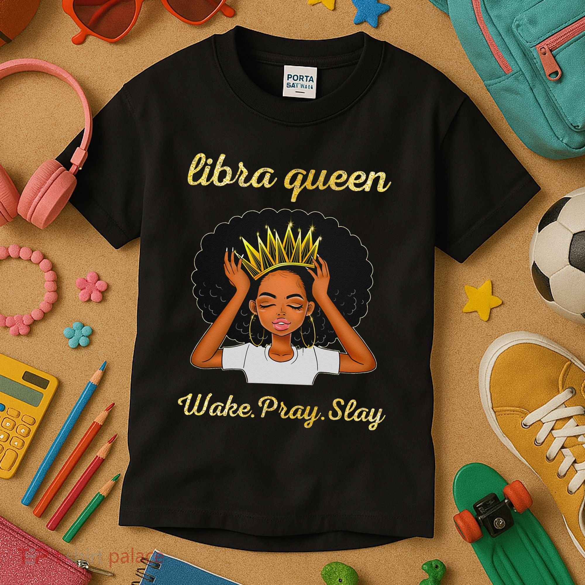 Libra Queens Black Queen September October Birthday Kids T-Shirt