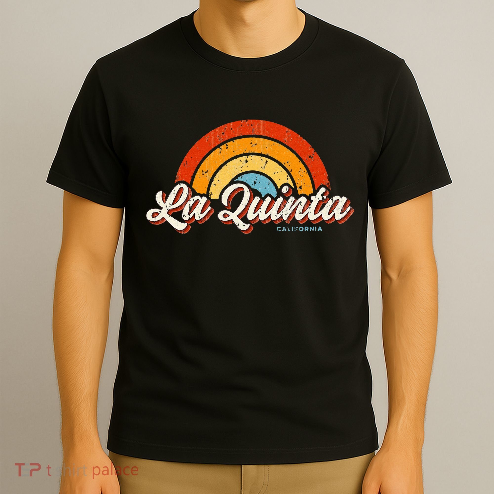 La Quinta California CA Vintage Rainbow Retro 70s T-Shirt